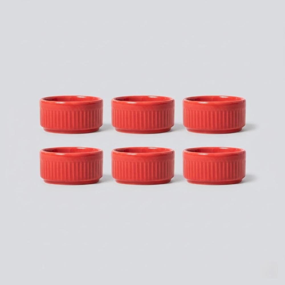 Kit 6 Ramekins Refratários Diâmetro 7 cm Vermelho 88 ml