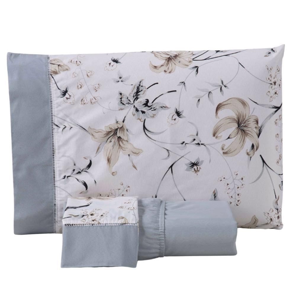 Jogo De Cama Lençol King California 3 Peças - Cinza