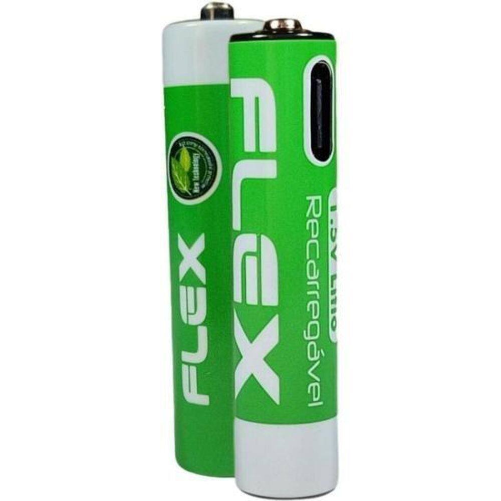 Pilha Recarregável Aaa 1.5V 1200Mah C/4 Pilhas Flex