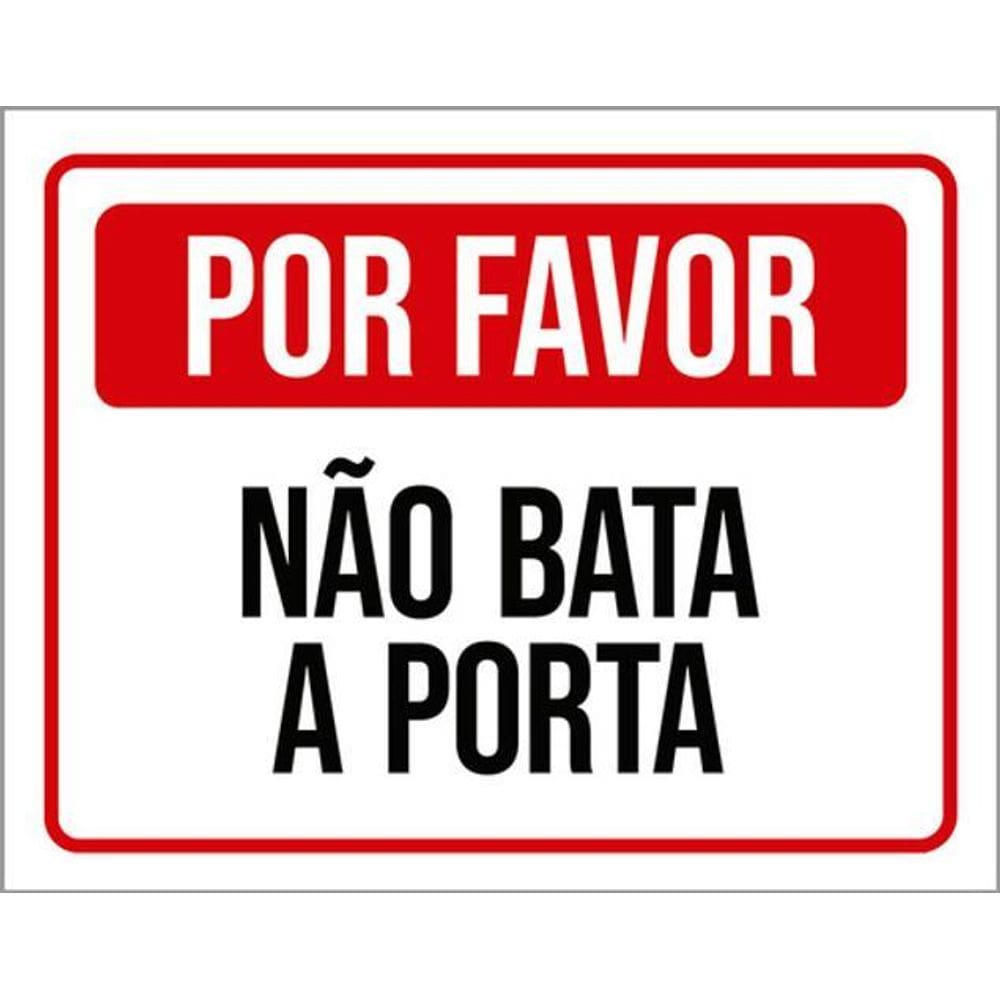 Kit 3 Placas Por Favor Não Bata A Porta Vermelha