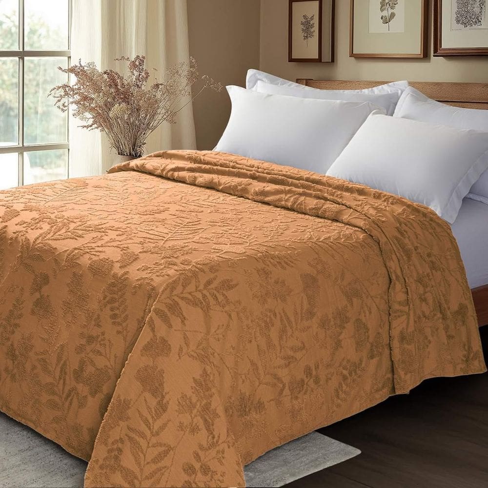 Colcha Chenille Jolitex Solteiro Lavanda Toque Algodão Tijol