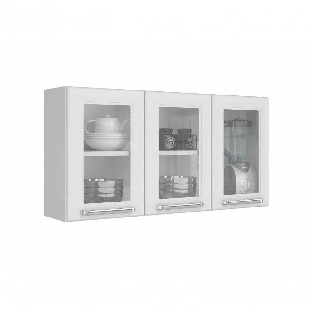 Armario Aéreo Com Vidro Cozinhas Itatiaia Luce - 3 Portas - Branco