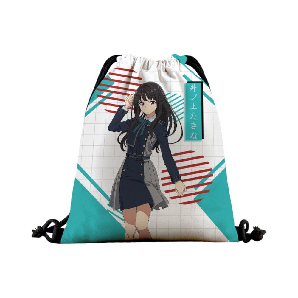 Bolsa com cordão Lycoris Recoils Takinas Inoues Canvas 39x32cm