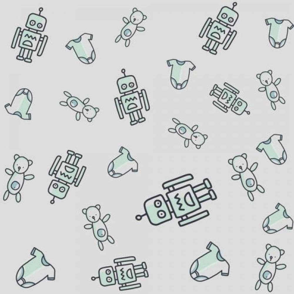 Papel De Parede Infantil Robô Ursinho Baby