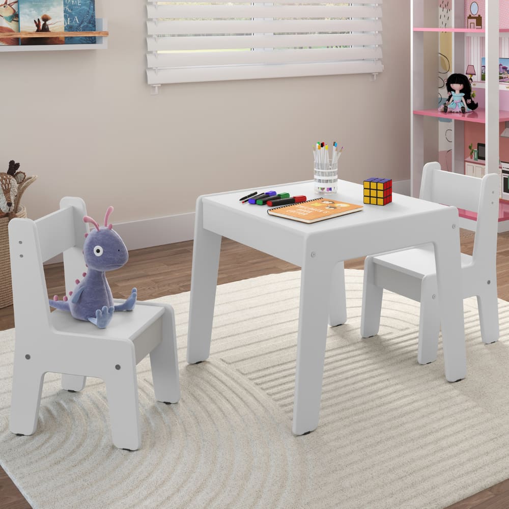 Conjunto De Mesa Infantil Com 2 Cadeiras Diana Branco Brilho