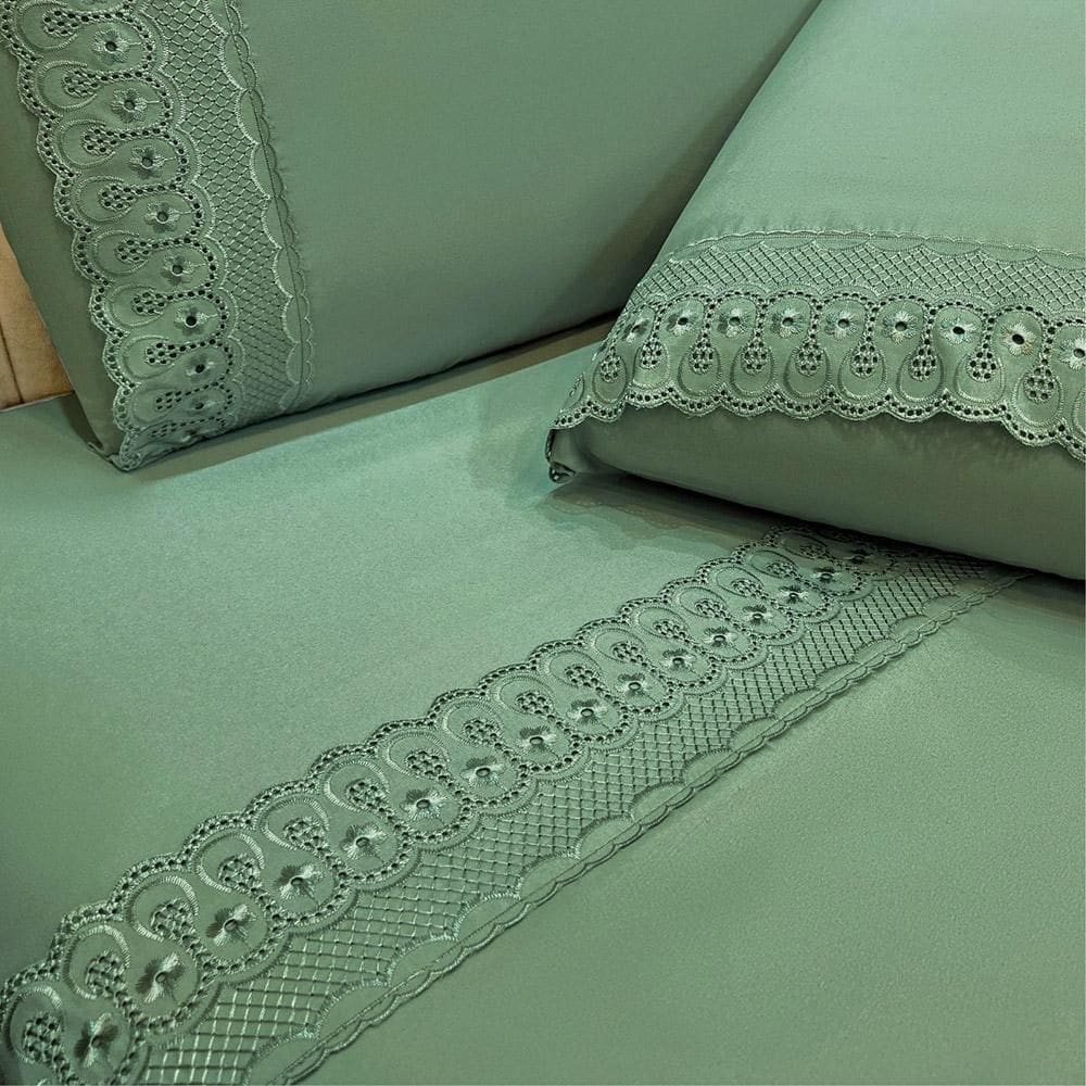 Jogo De Cama Lençol Casal D Mais 4 Peças - Esmeralda