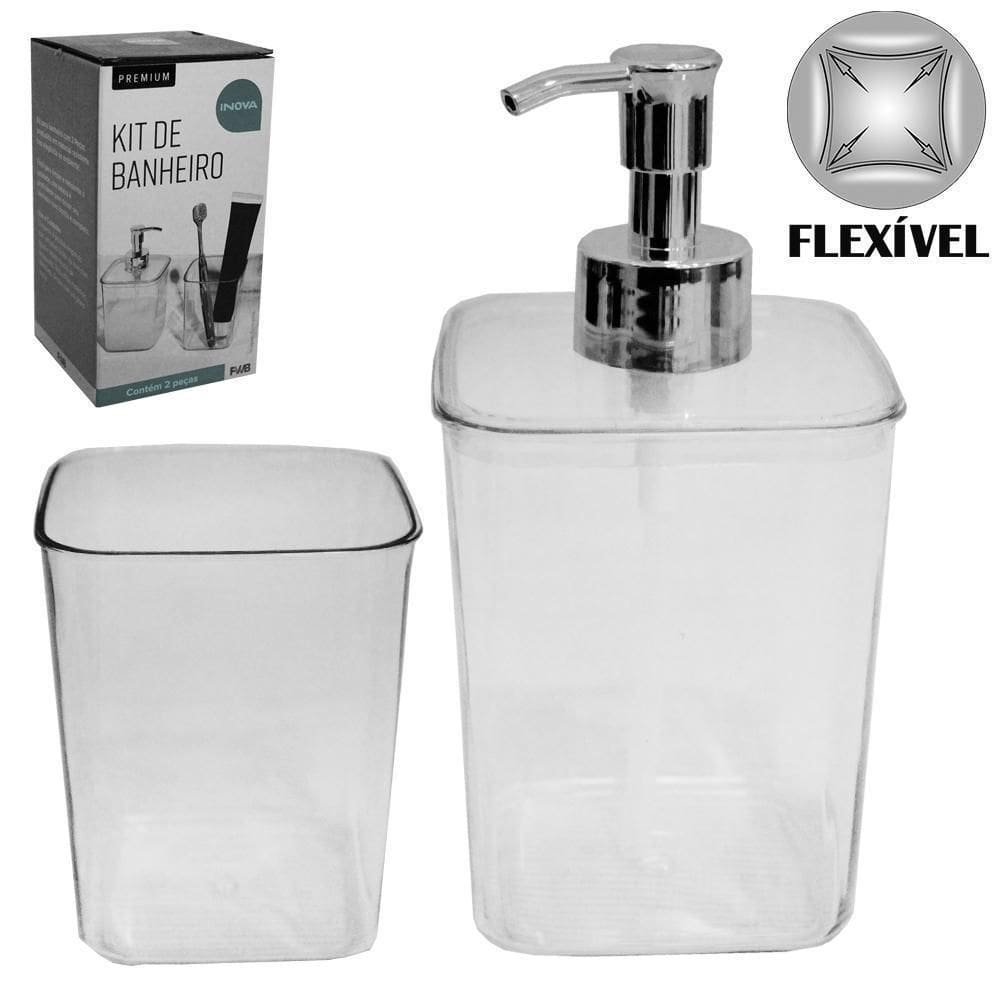 Jogo Banheiro Plastico Pet Flexivel Quadrado Inova Premium