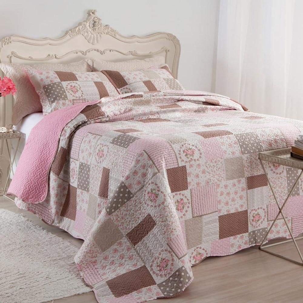 Kit Cobre Leito Colcha Casal Boutex Dupla Face - Londres