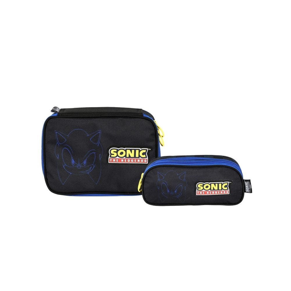 Kit Escolar Sonic Estojo Box E Estojo Triplo Game