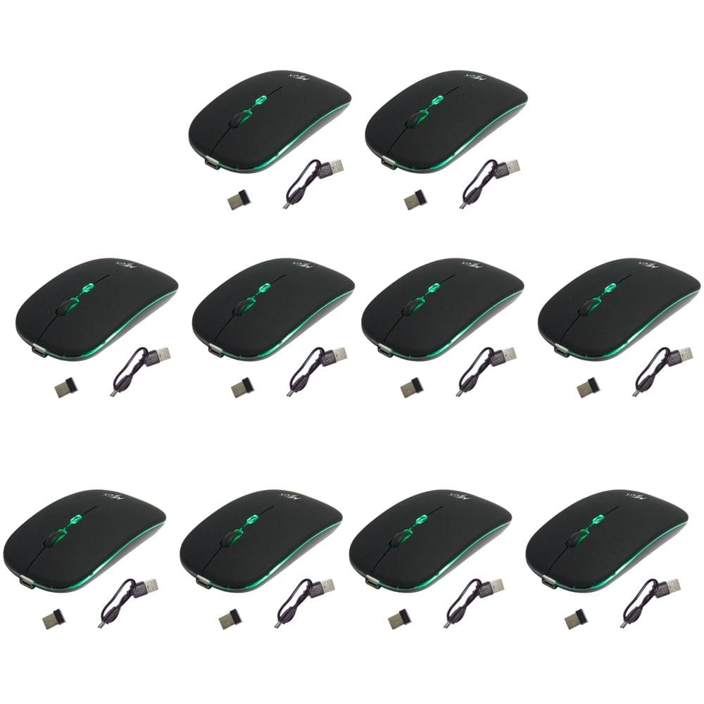 Kit 10 Mouses Sem Fio Recarregável Mega M185 com Led DPI Ajustável