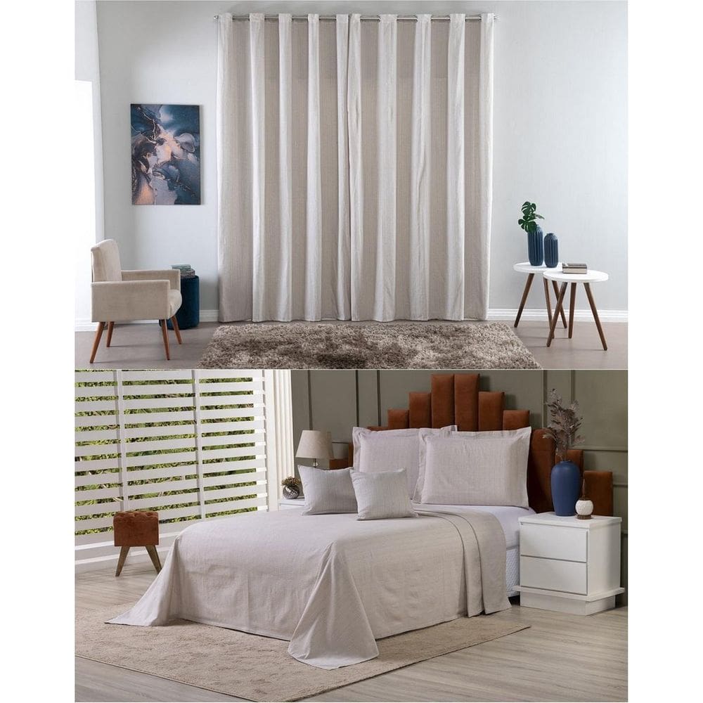 MP - Kit Colcha Cobre Leito Casal   Cortina 3