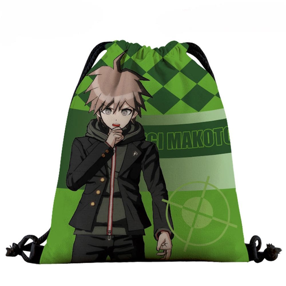 Mochila com cordão Danganronpass Anime com impressão 3D, bolsa de ginástica