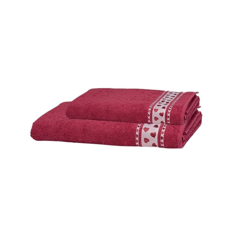 Jogo De Toalhas Dhler Jacquard Premium Corações Banho 2 Pçs