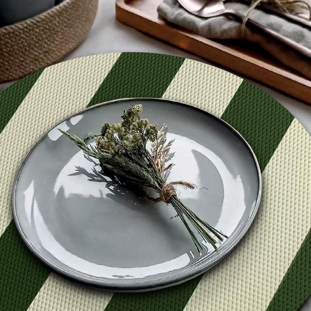 10 Jogo Americano Navy Alto Padrão Impermeável Redondo Bg Vd