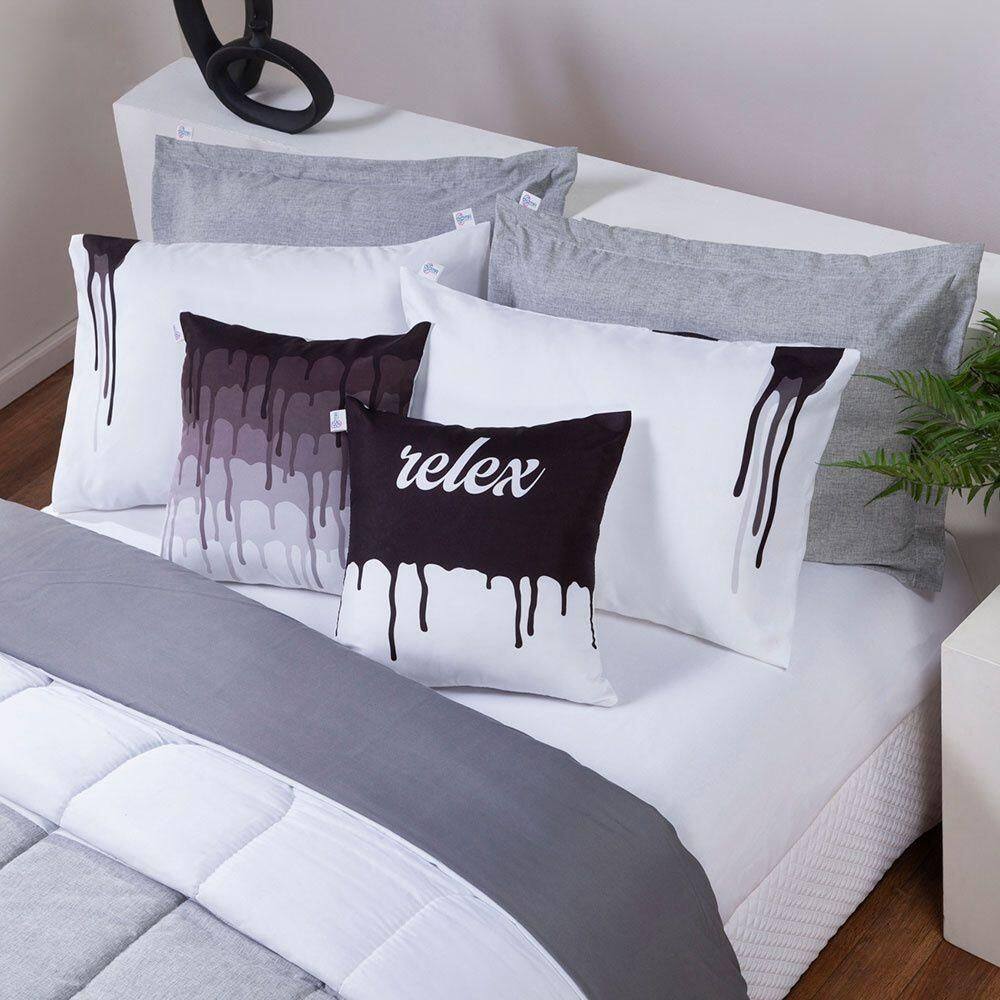 Kit Edredom Linho Colorido Casal Queen Cor:Cinza