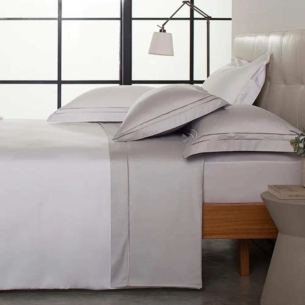 Jogo De Cama Queen 300 Fios Sublime Kacyumara Prata / Prata