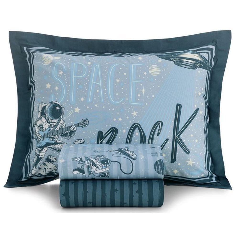Jogo De Cama Solteiro Infantil Espacial 200 Fios Karsten