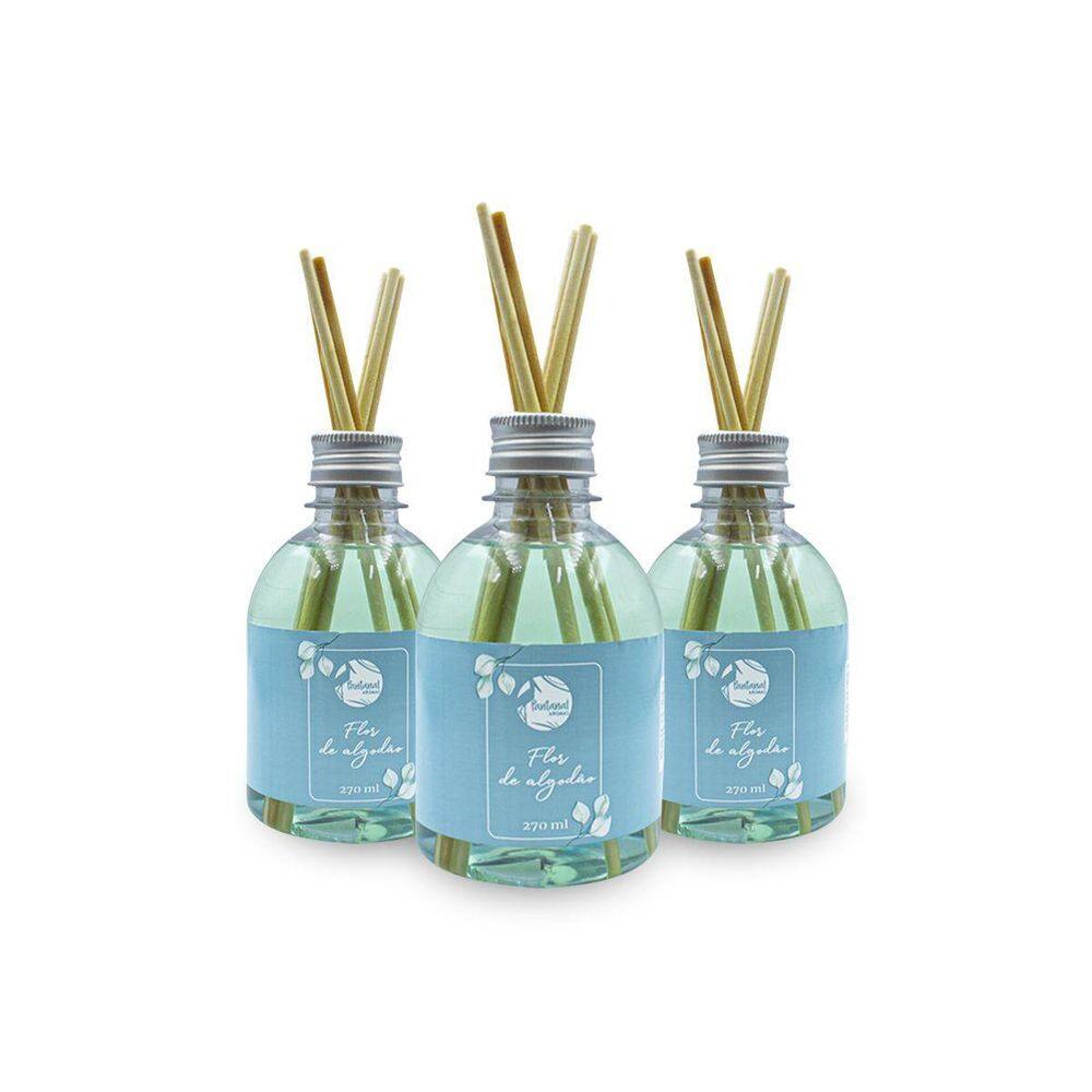 Kit 3 Aromatizador Ambiente Difusor Flor De Algodão 270Ml