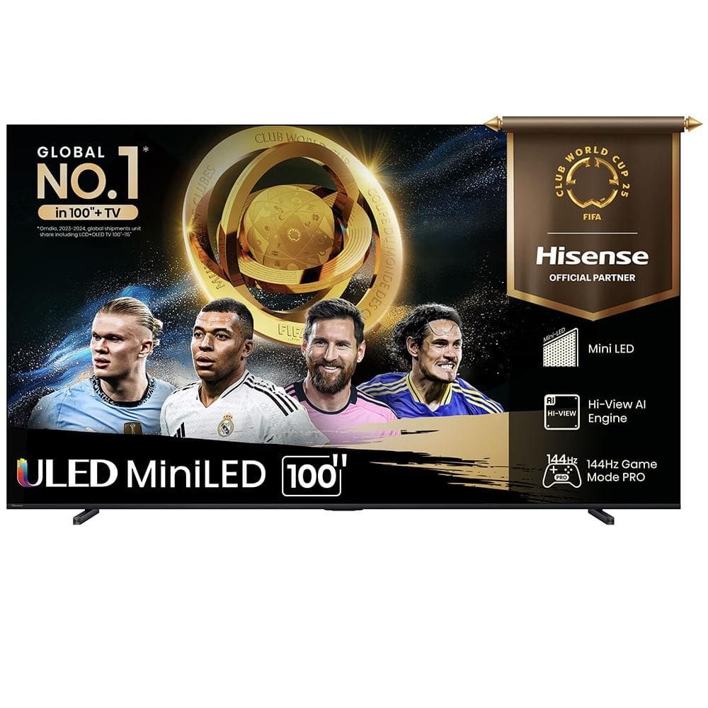 Smart TV Hisense Mini LED 4K 100” Polegadas 165 HZ, Processador com IA, Dolby Atmos e Wi-Fi - 100U7G