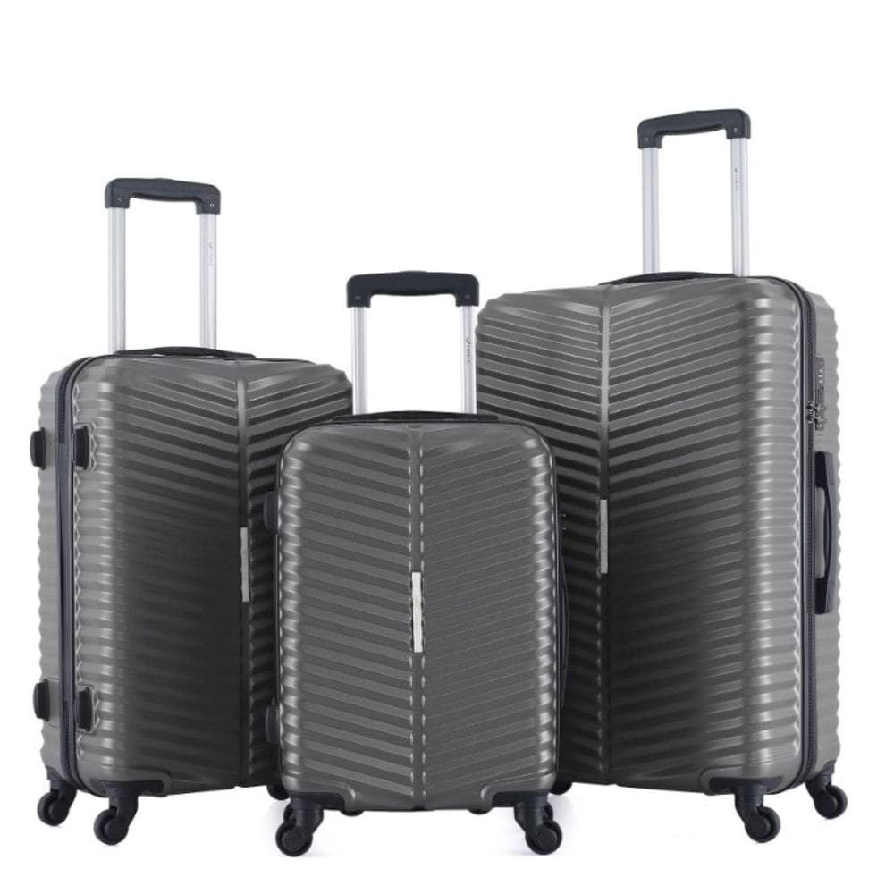 Conjunto 3 Malas Viagem Tamanho P M G Abs Cor Cinza Escuro