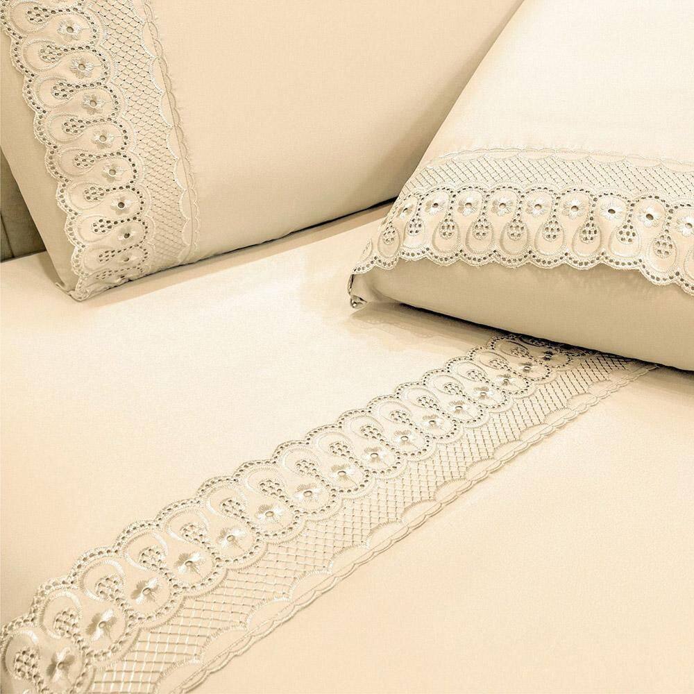 Jogo De Cama Lençol Queen D Mais 4 Peças - Palha