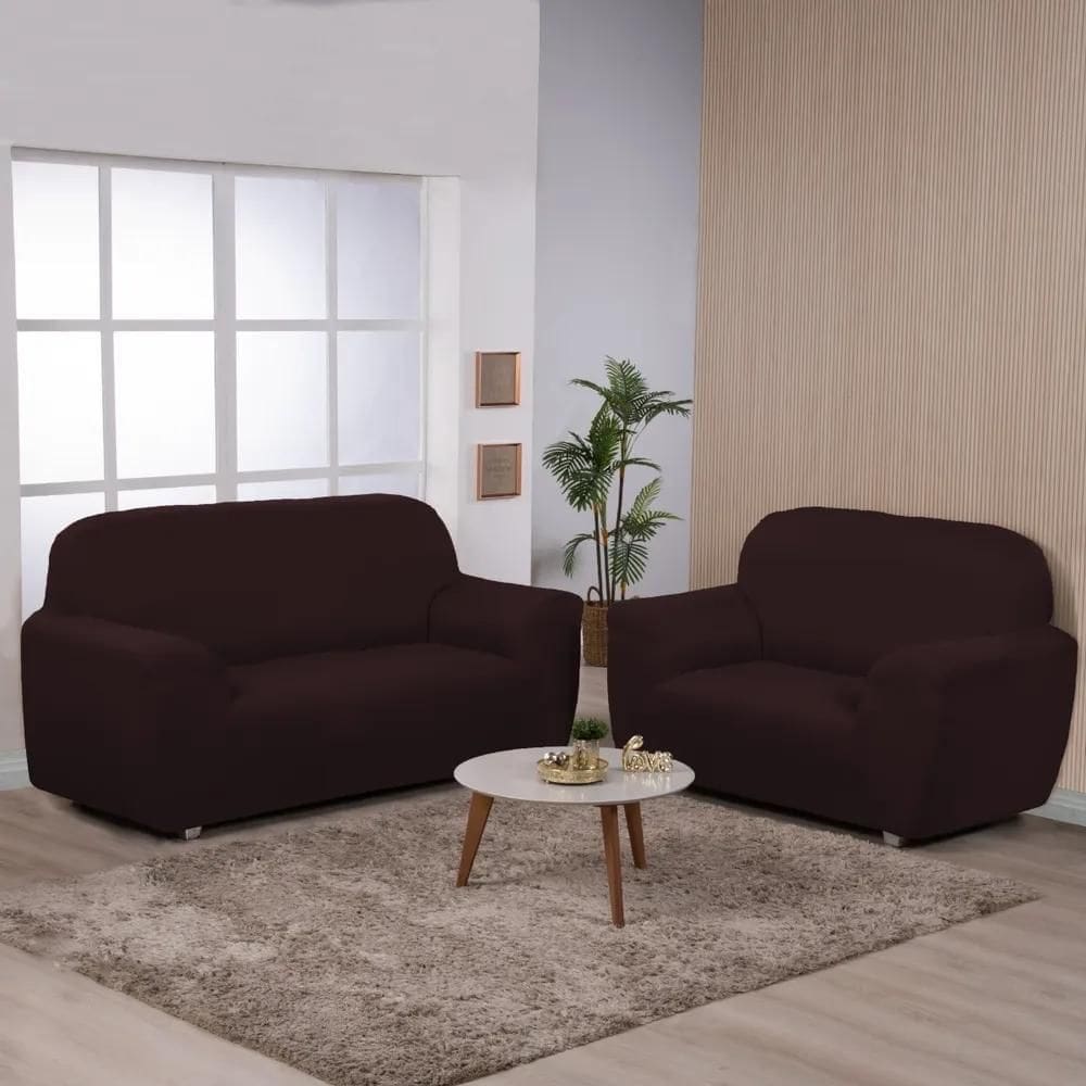 Ibitex Capa Para Sofá De 2 E 3 Lugares Marrom-Escuro