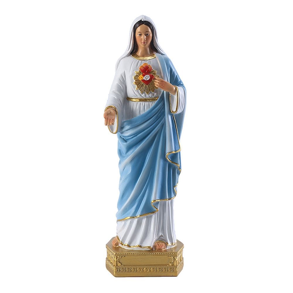 Estatueta religiosa Estátua do Sagrado Coração de Maria, roupas azuis