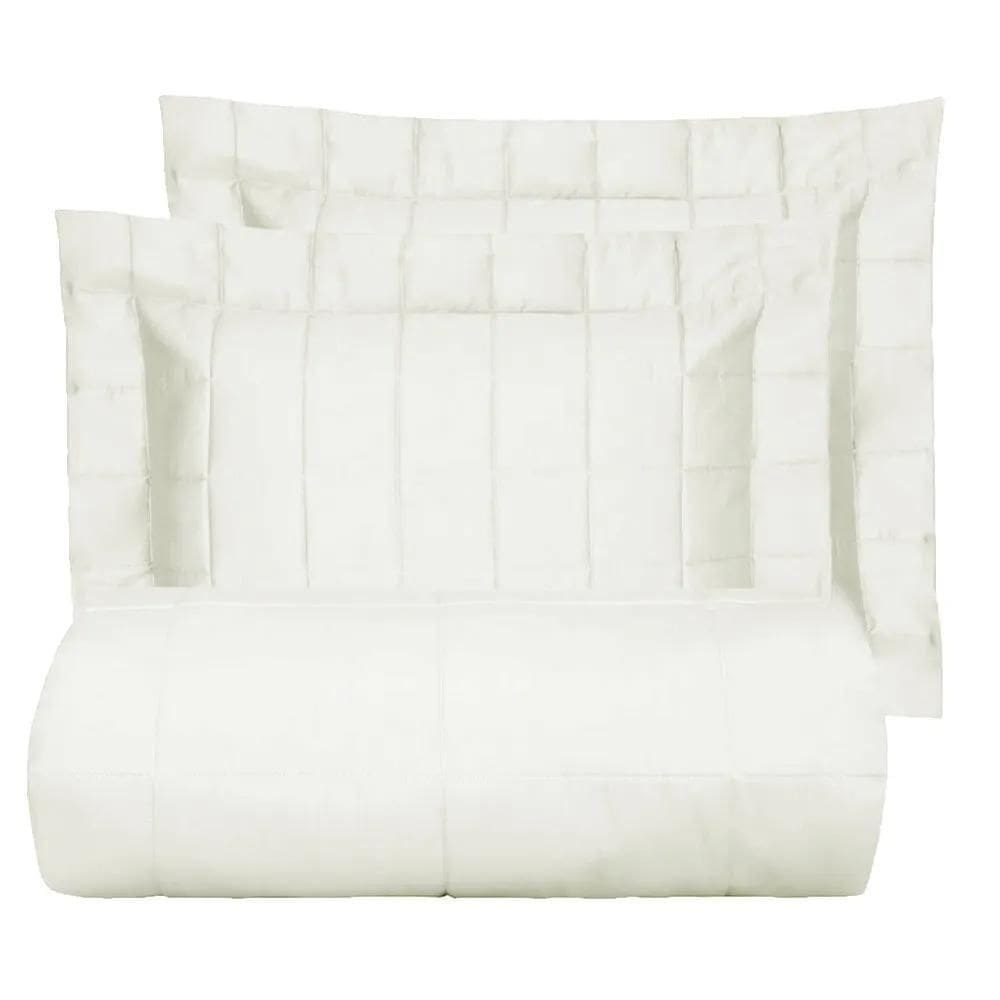 Kit Colcha Queen 300 Fios Satinee Square Kacyumara Off White