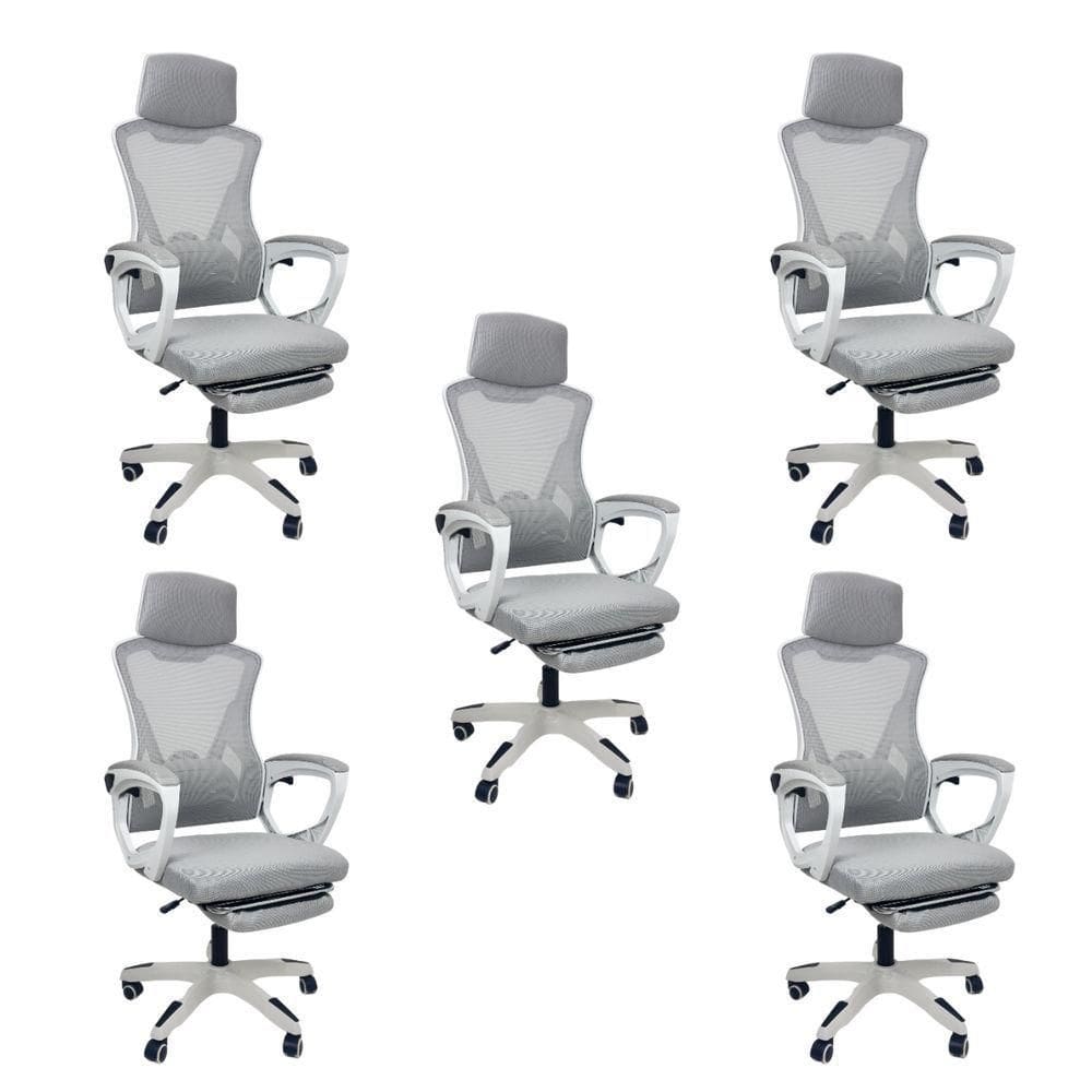 Kit 5 Cadeira De Escritório Presidente Executiva Oficial Supreme Cinza
