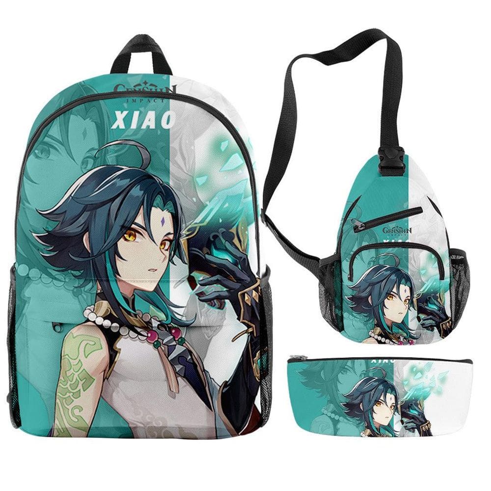 Conjunto de mochilas Genshins Impacts Anime 3D Print para crianças