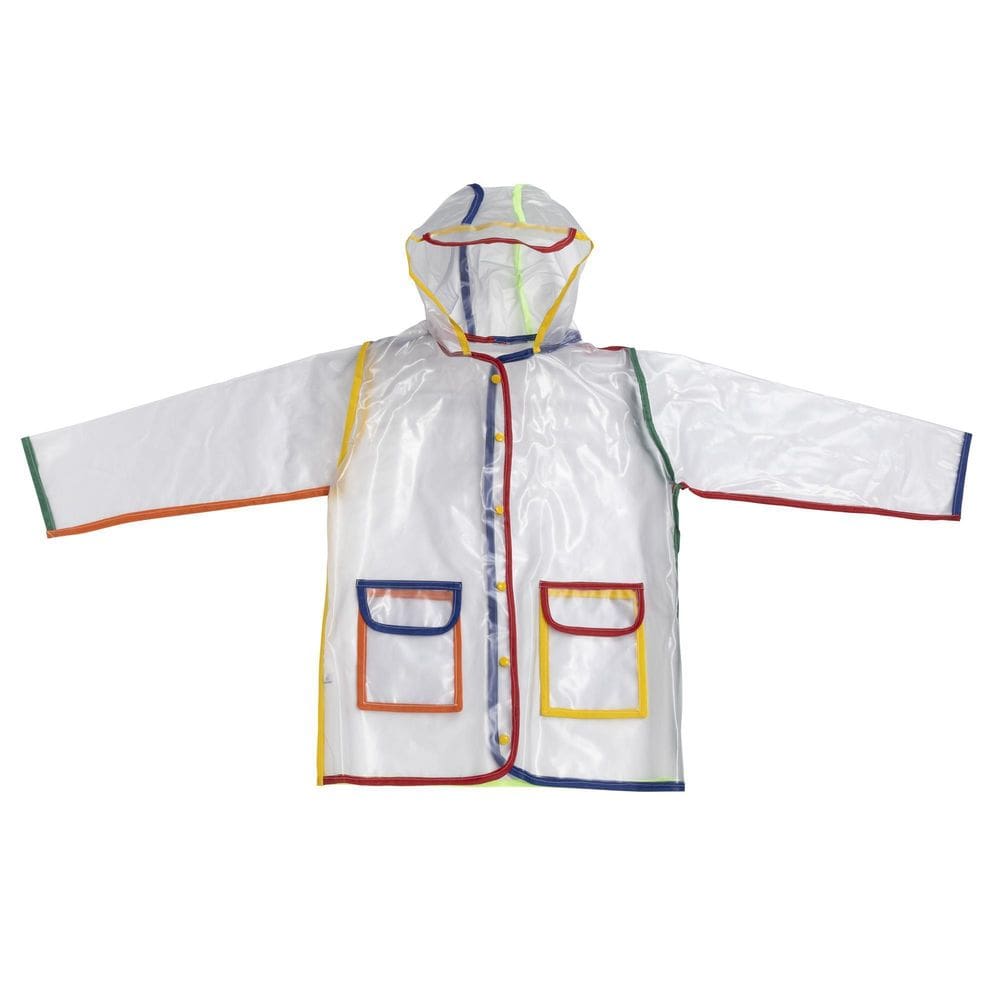 Capa De Chuva Transparente Com Capuz E Bolsos Tamanho 2