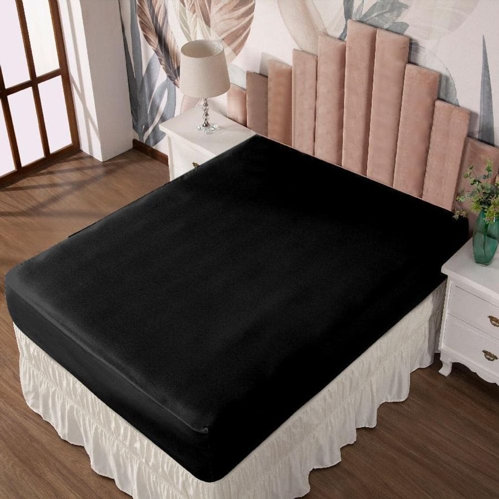 Lençol Casal Com Elástico Prático Malha Lisa 1 Peça