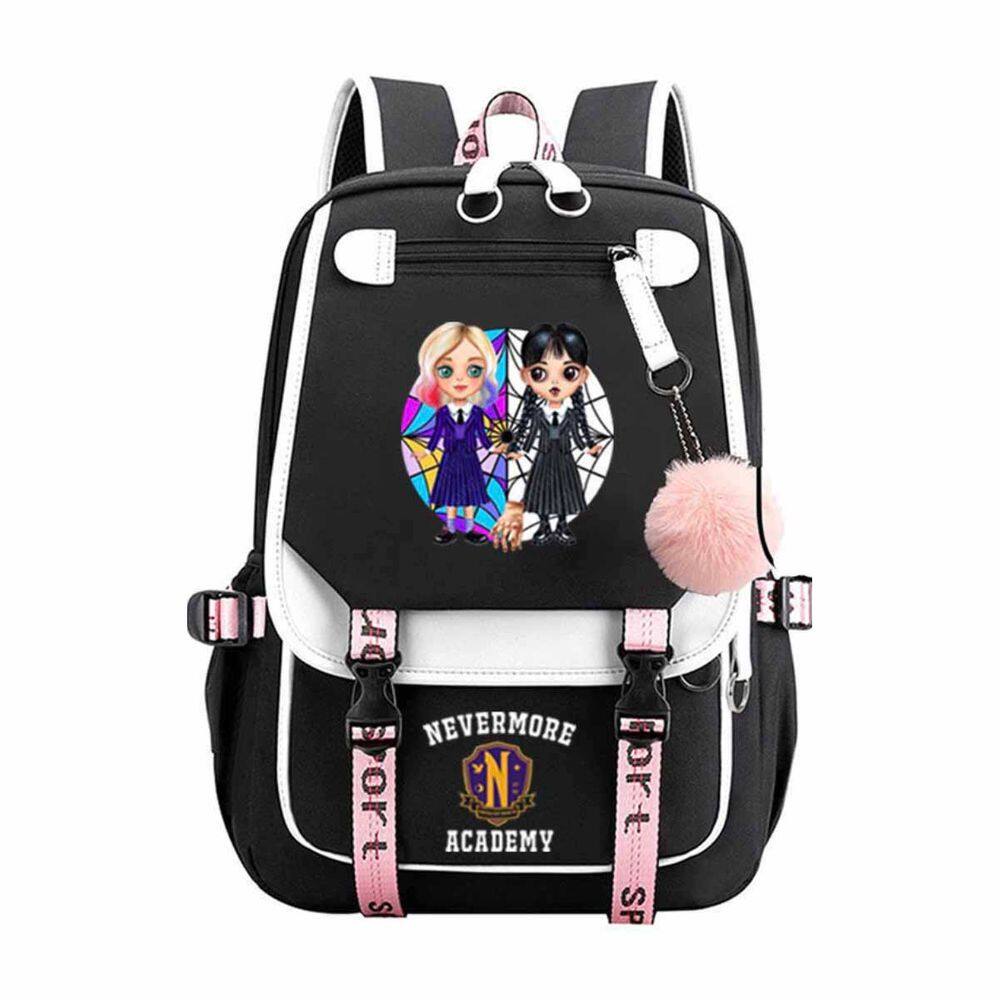 Mochila Wednesday Cartoon Kids School Oxford 29x16x46cm