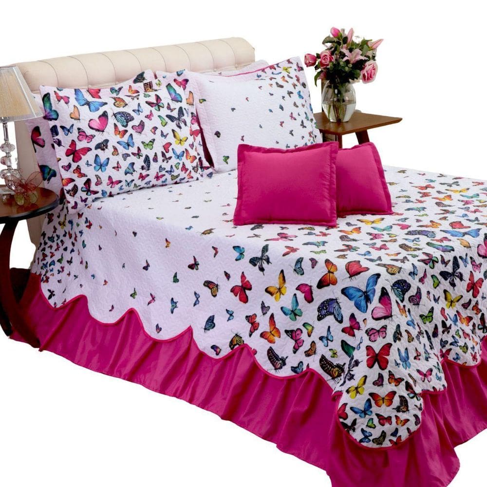 Jogo De Colcha Queen Belize 6 Peças Matelassado Com Babado