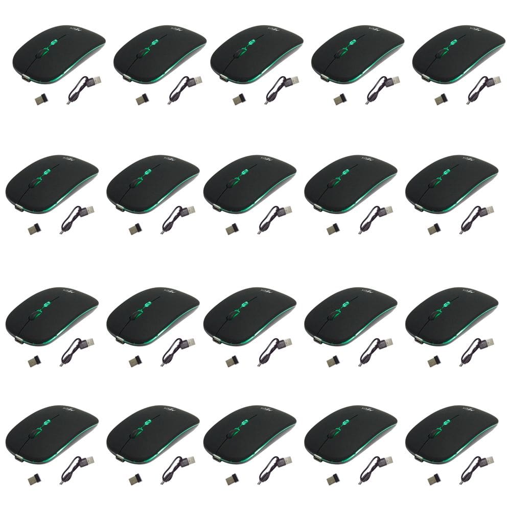 Kit 20 Mouses Sem Fio Recarregável Mega M185 com Led DPI Ajustável