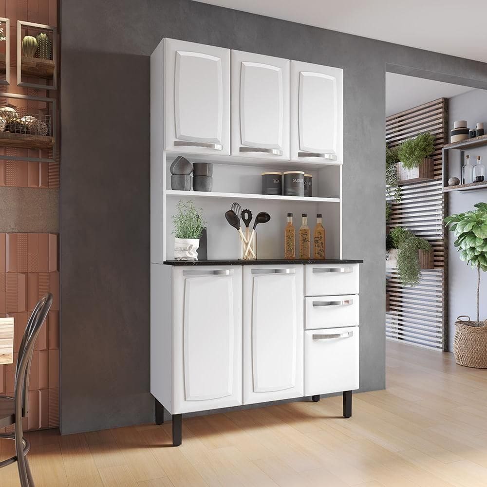 Kit Cozinha Compacta Pratika 105cm Em Aço Itatiaia Branco