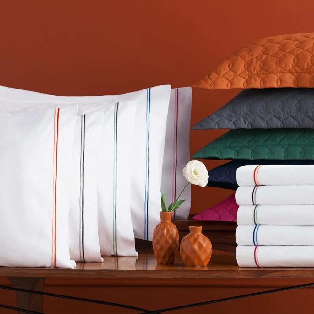 Jogo Cama Casal 180 Fios Prestige - Andreza Branco / Marinho