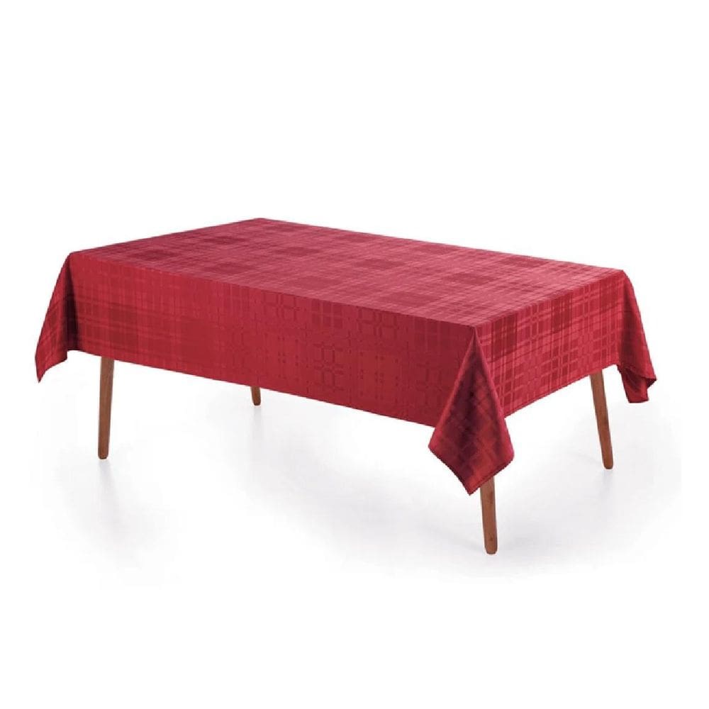 Toalha Mesa Retangular 180X320Cm Tartan Vermelha Karsten