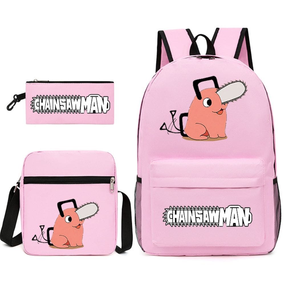 Conjunto de mochilas Chainsaws Mans Pochitas Cartoon Kids School