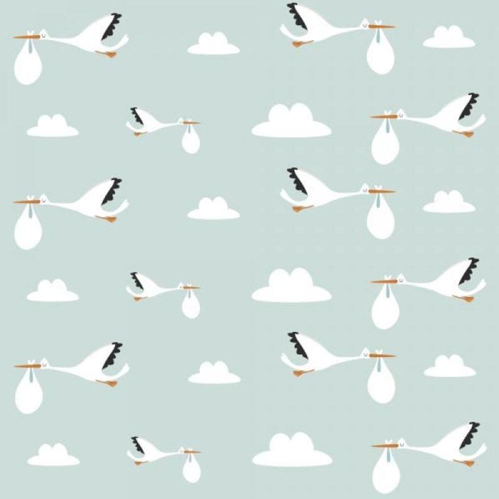 Papel De Parede Infantil Cegonha Bebê