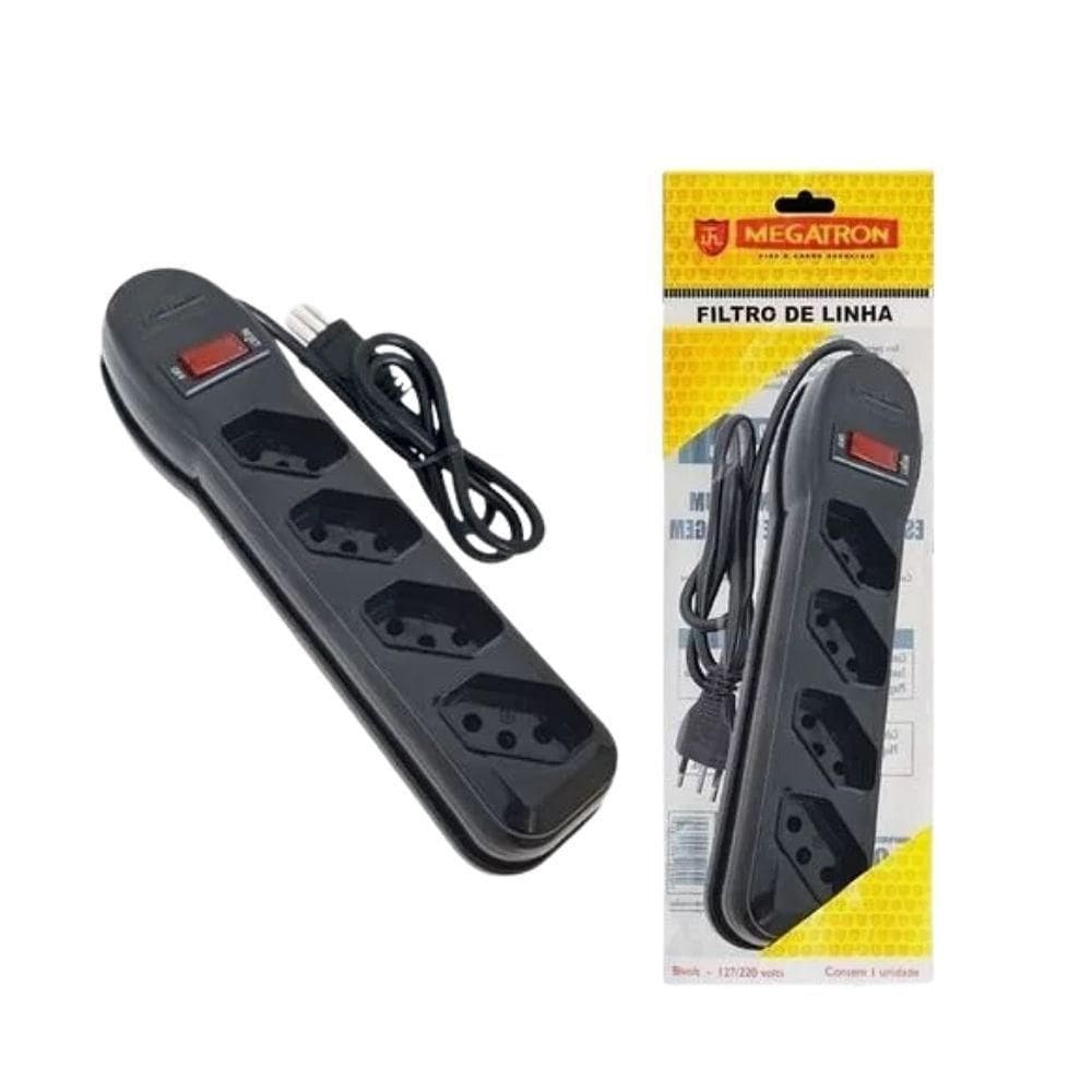 Filtro De Linha Megacabos 4 Tomadas 3p Preto
