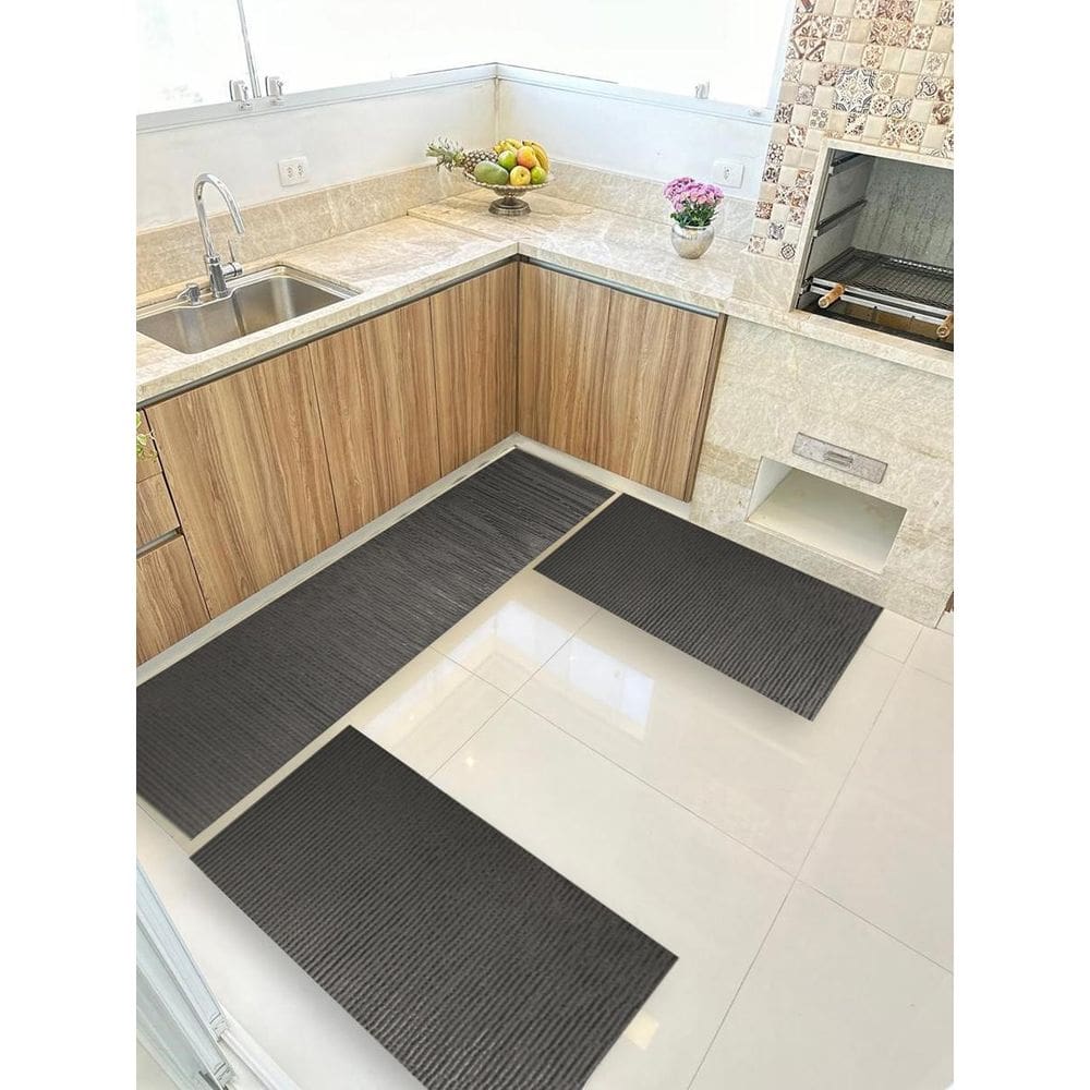 Kit 3 Peças Jogo Cozinha Passadeira Emborrachada Não Derrapa