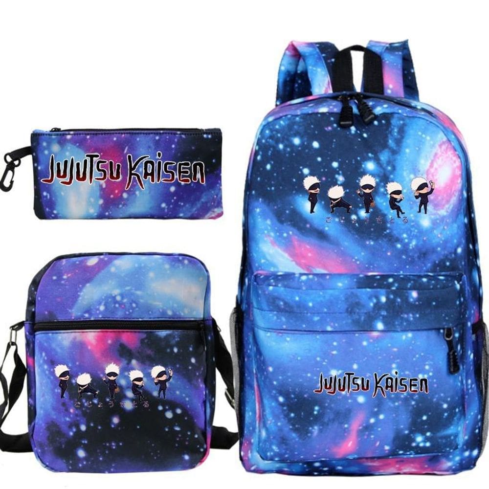 Conjunto de mochilas escolares casuais impressas em anime para crianças
