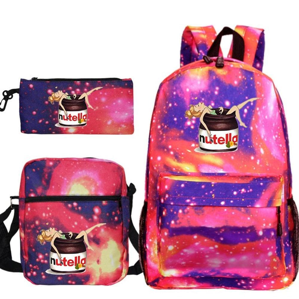 Conjunto de mochilas escolares Nutellaes Backpack Messenger