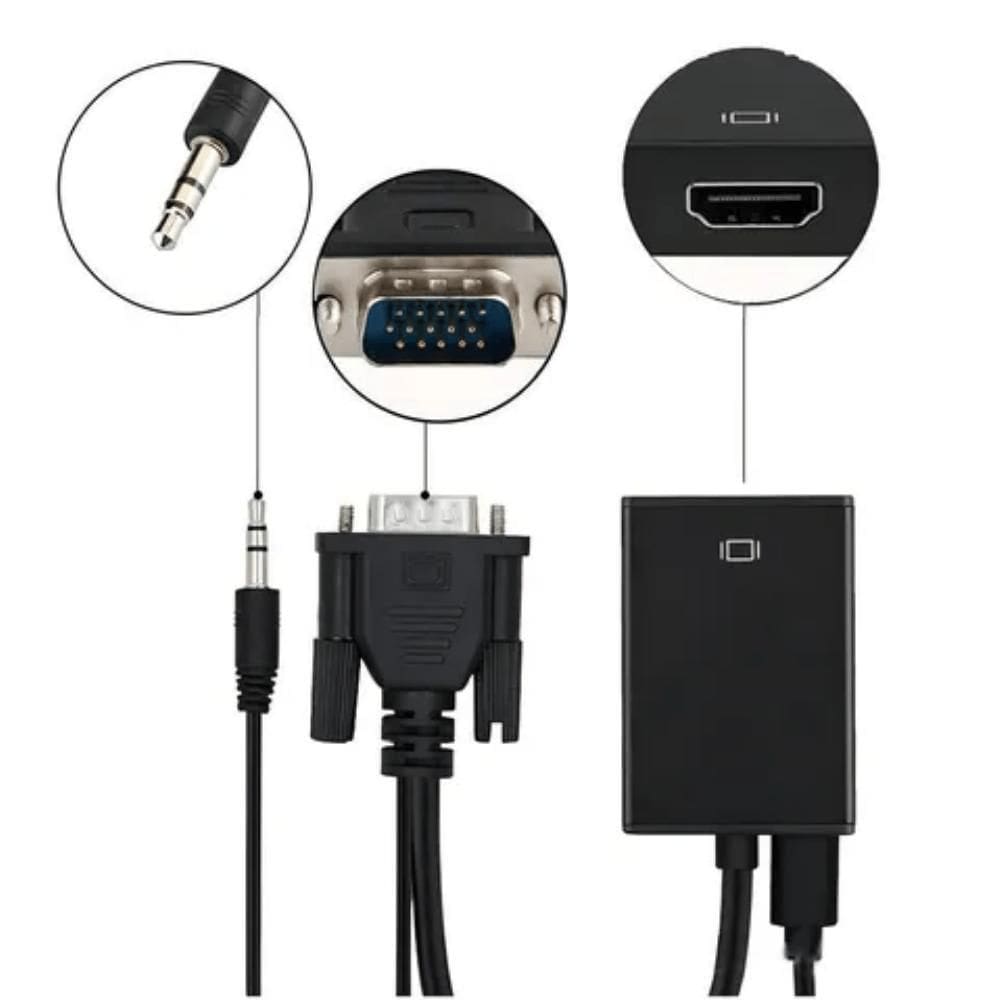Cabo Adaptador Conversor Vga Para Hdmi C/Áudio E Alimentação