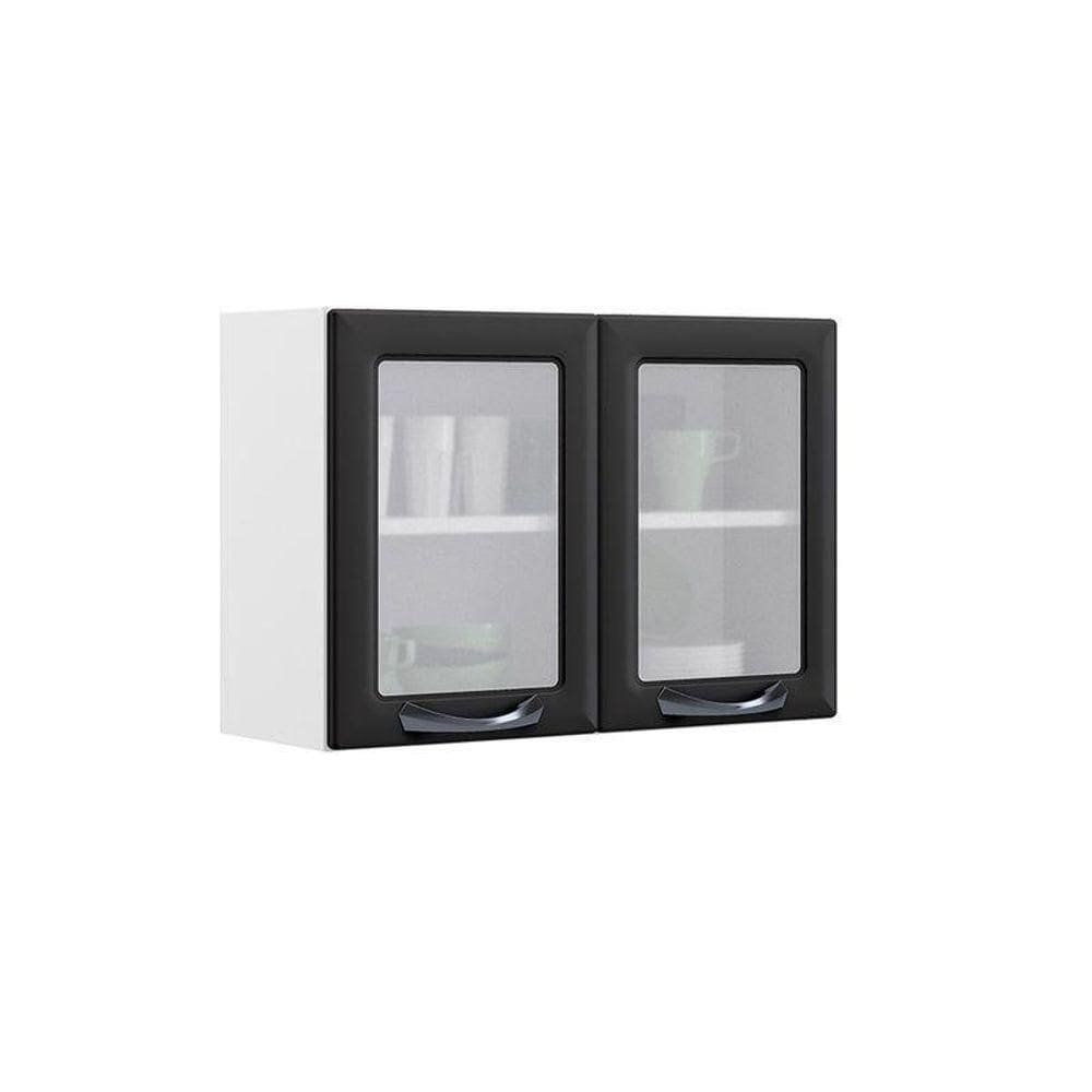 Armário Aéreo Grafite 2 Portas Com Vidro New Premium