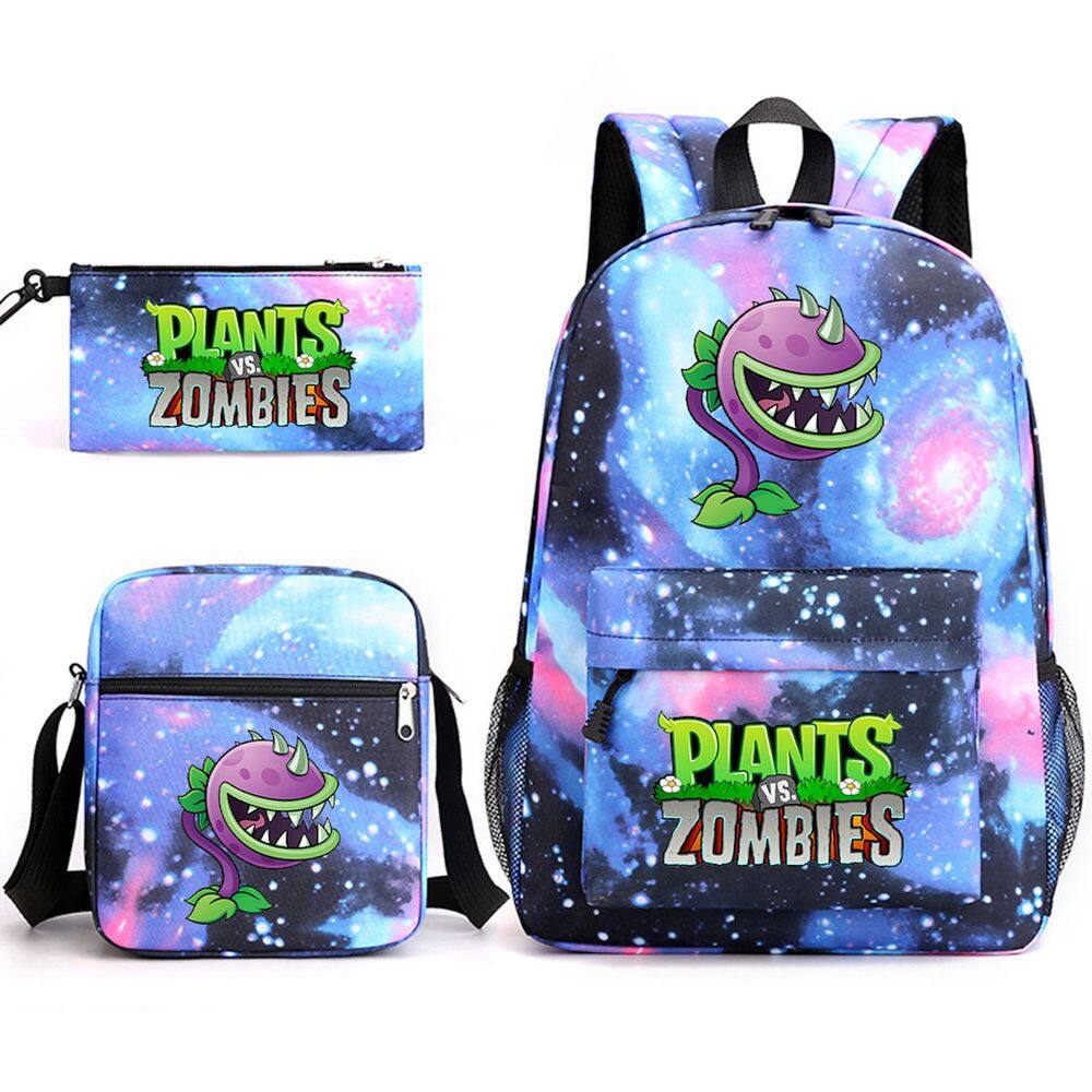 Conjunto de mochilas Plants Zombies Chompers Cartoon Kids School