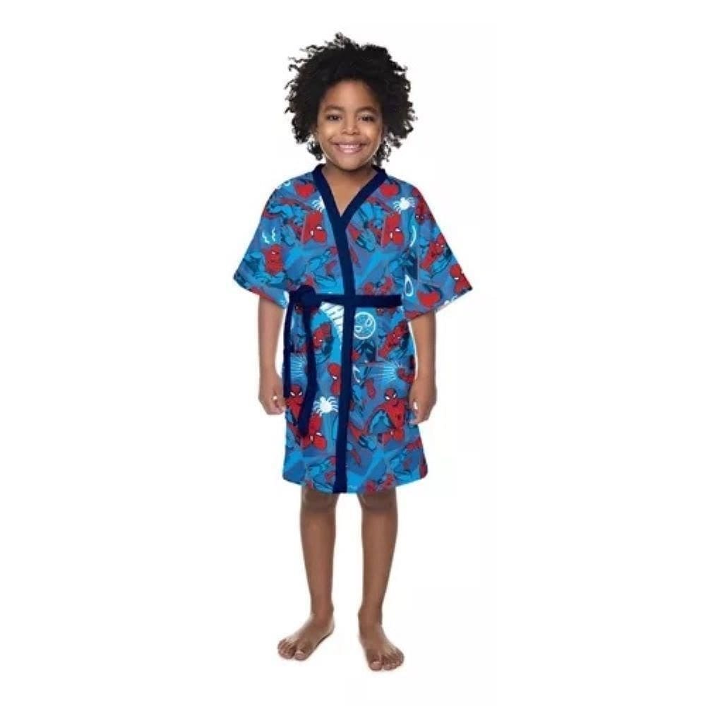 Roupão Aveludado Infantil Quimono Estampado Spider Man P