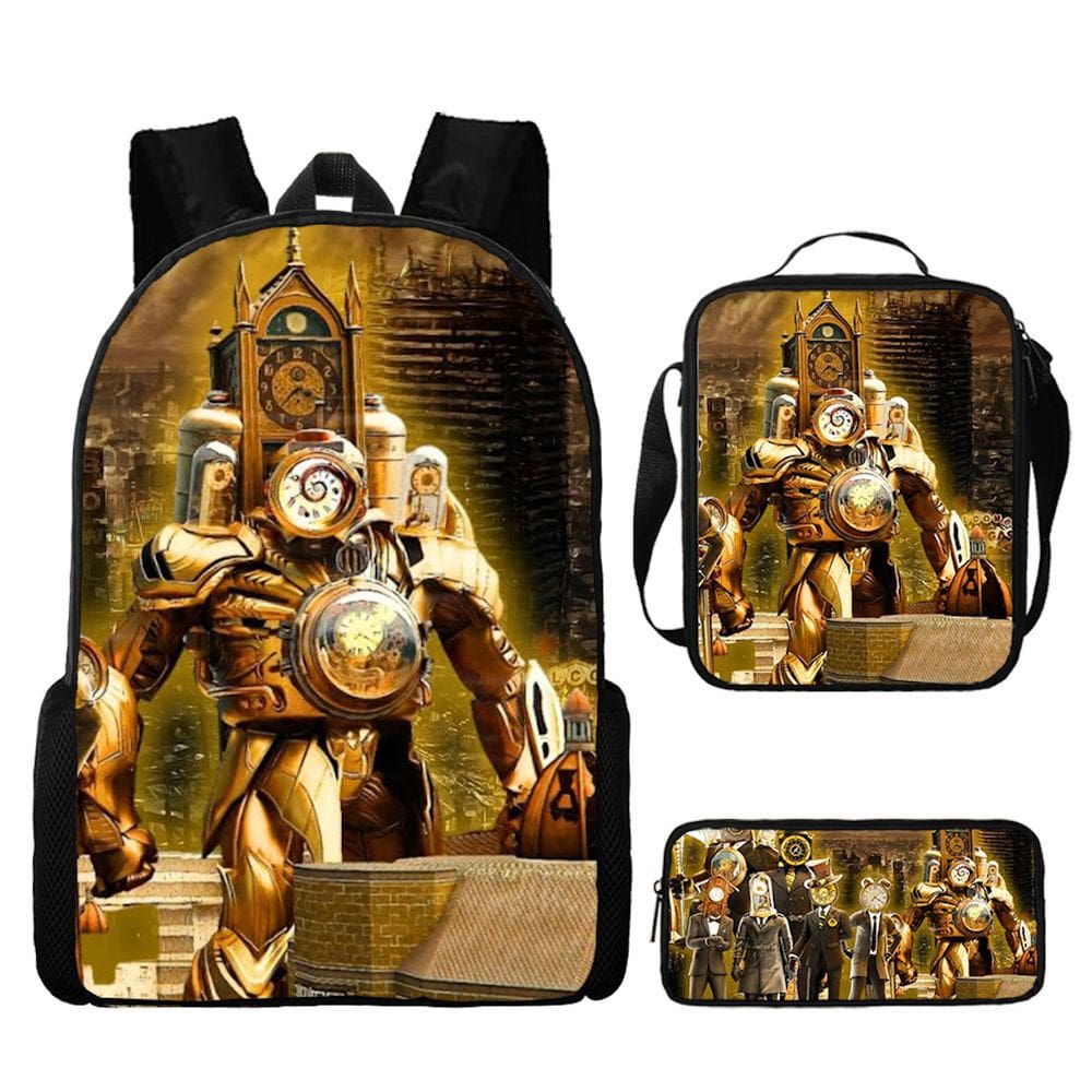 Conjunto de mochilas Titans Clocks para crianças e escolas, 3 unidades