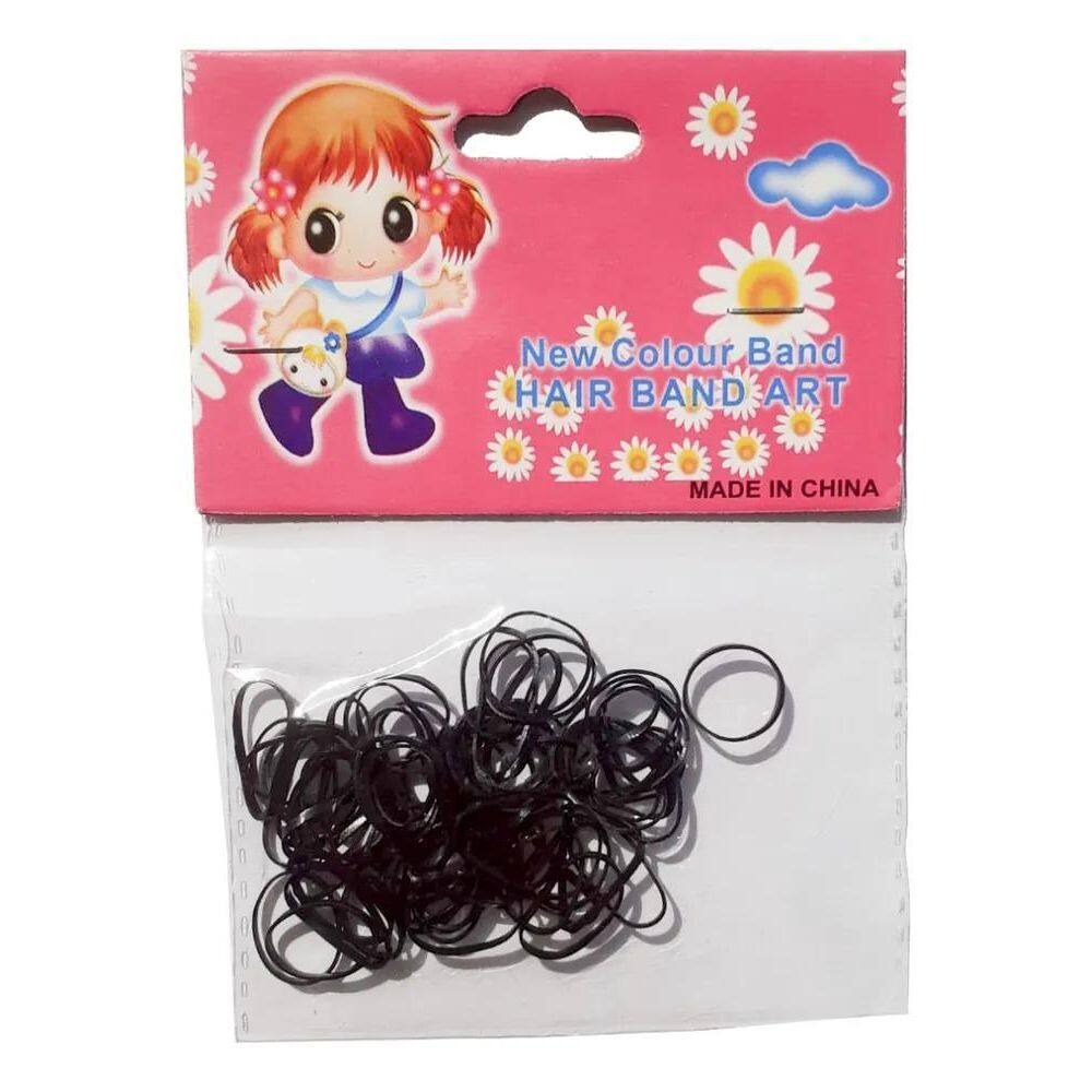 2X 70 Mini Xuxa Elástico Liga Silicone Preto Liso Penteado